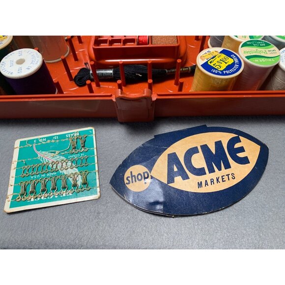 Wil-Hold TC-68 Orange Thread Caddy with 48 Spools Of Assorted Vintage Sewing Thr - Picture 2 of 11